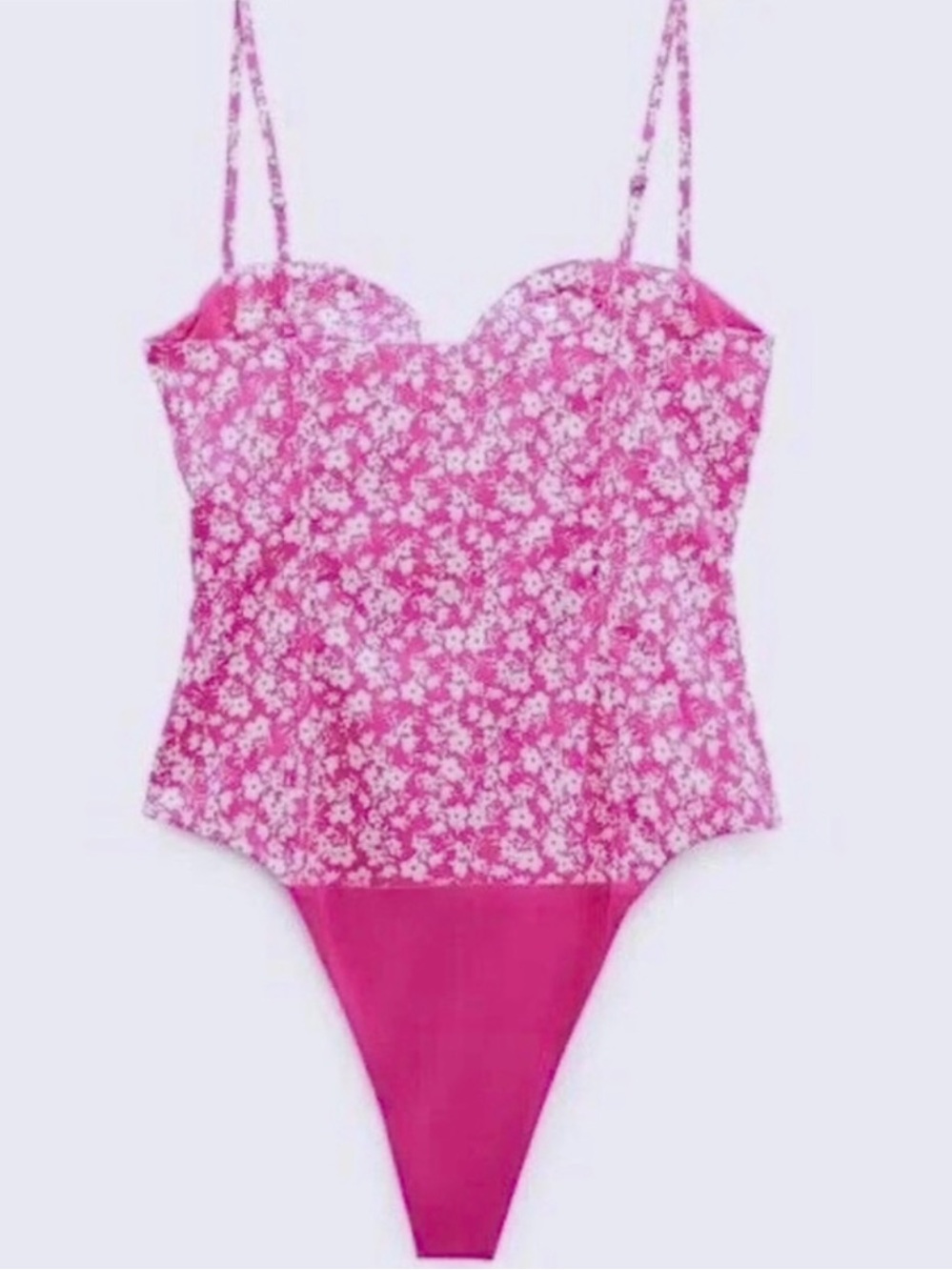 NWT Zara Vibrant Pink Floral Corset Bodysuit